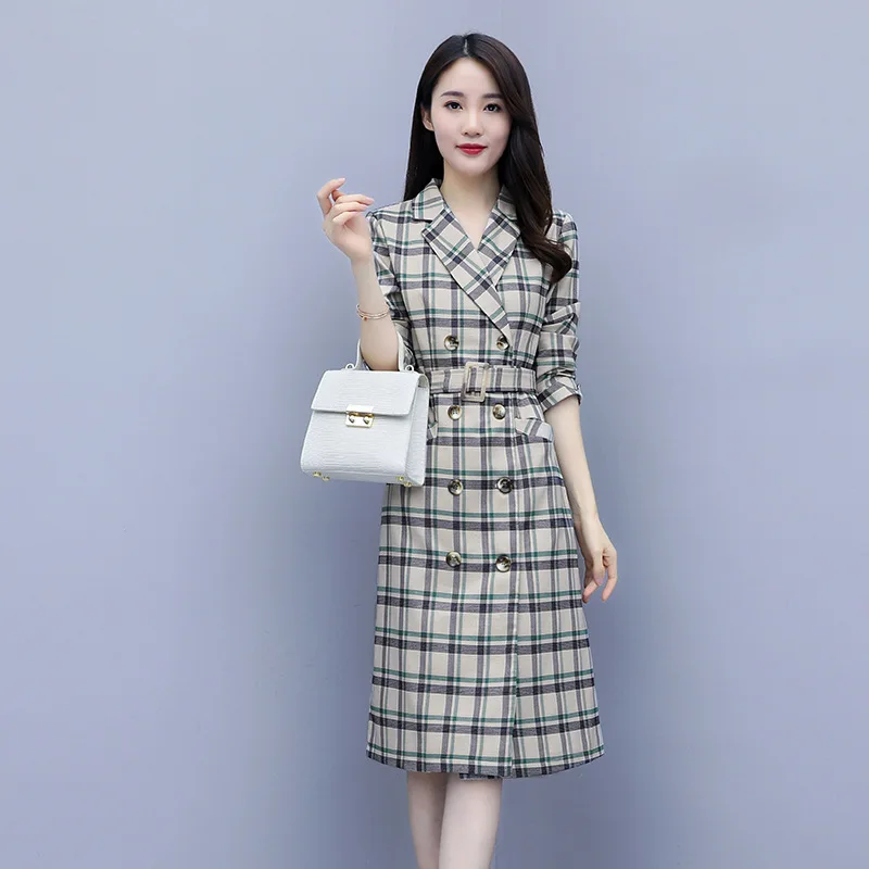 

Plaid Dress Mid-length 2020 Spring WOMEN'S Dress New Style Elegant Slimming Waist Hugging Popular Graceful Skirt