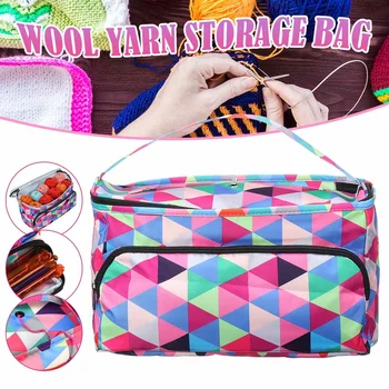 

Knitting Bag Portable DIY Knitting Needles Sewing Supplies Set Household Organizer Yarn Storage Bag Tote for Wool Crochet Hooks