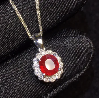 

Ruby Pendants Fine Jewelry Real 18K White Gold 100% Natural Ruby Gemstones 0.96ct Diamonds Fine Chic Pendant Necklace