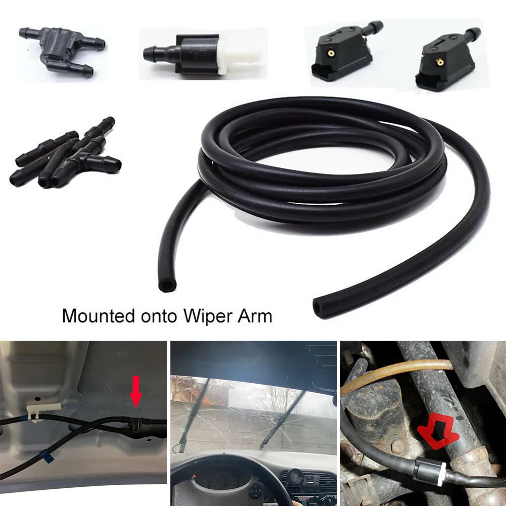 Windshield Wiper Spray Hose Rubber Hose With 2 Meters Pipe + 2 Water