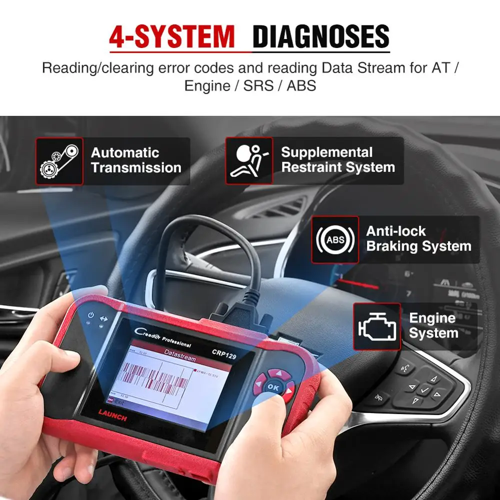 LAUNCH CRP129 OBD2 диагностический сканер ABS Airbag Двигатель Трансмиссия инструмент