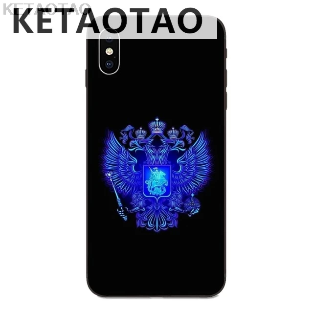 Черный KETAOTAO русский герб орел Крылья флаг телефон чехол s для iPhone 5 6S 7 8 Plus X XS XR 11 Pro Чехол Мягкий ТПУ резиновый силиконовый - Цвет: Черный
