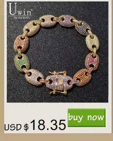 UWIN 9 мм Iced Out кубинские звенья браслет розовый и белый циркон хип хоп Мода Панк цепь Bling талисманы ювелирные изделия