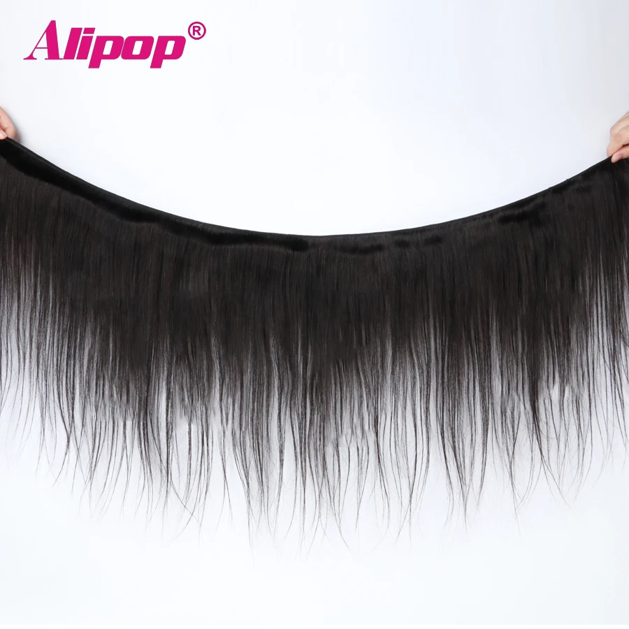 Straight Hair 2 Bundles With Frontal Brazilian Hair Remy Human Hair Bundles With Closure 13x4 Ear to Ear Lace Frontal ALIPOP (2)