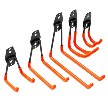 

5 Practical Garage Storage Hooks, Wall-Mounted Non-Slip Double Hooks, Suitable for Home and Garage Organization (Orange)