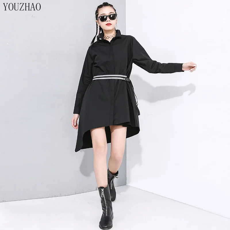 

Plus Size Long Section Shirt Women Tops 2020 Spring New Cardigan Irregular Shirts Solid Color Long Sleeve Fashion Female Blouse