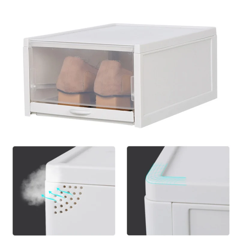 

3pcs/set Drawer Type Shoe Box Thickened Transparent Foldable Shoe Storage Box Save Space Plastic Shoe Organizers Rack Cabinet