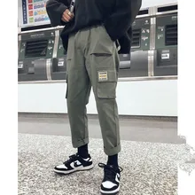 Мужские Джоггеры в стиле хип-хоп, шаровары, уличная одежда, штаны с лентами и буквенной вышивкой, повседневные брюки, популярные розовые брюки-карго