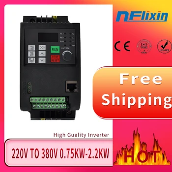 

2.2kw/1.5kw/0.75kw single-phase 220V inverter VFD input to 3 phase 380V delta connected motor