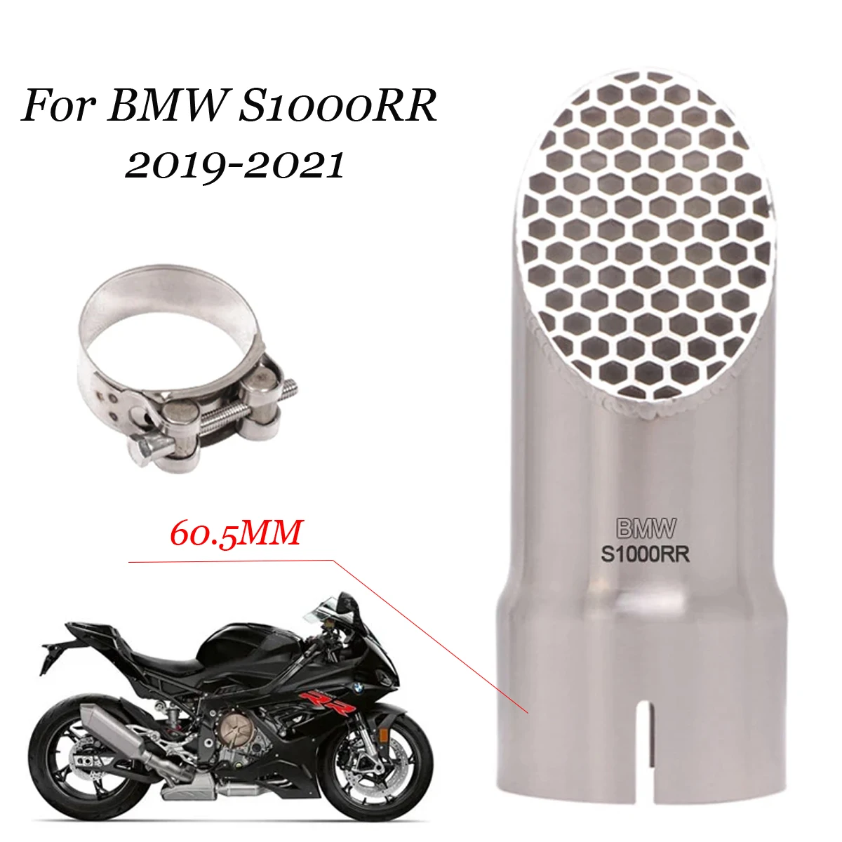 For BMW S1000RR S1000 RR 2019 2020 2021 2022 60.5MM Muffler Motorcycle