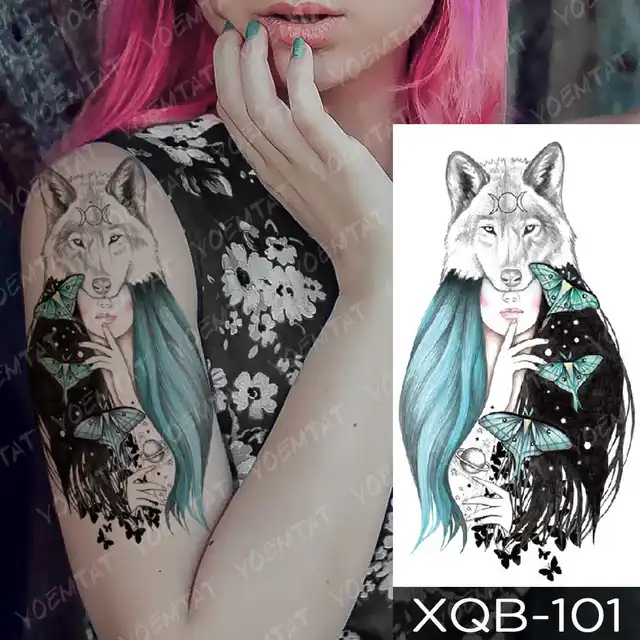Dragon Wolf Tiger Animal Waterproof Temporary Tattoo Sticker Man Arm Leg Tato Body Art Fake Tatto Water Transfer Tatoo Women 24-XQB101
