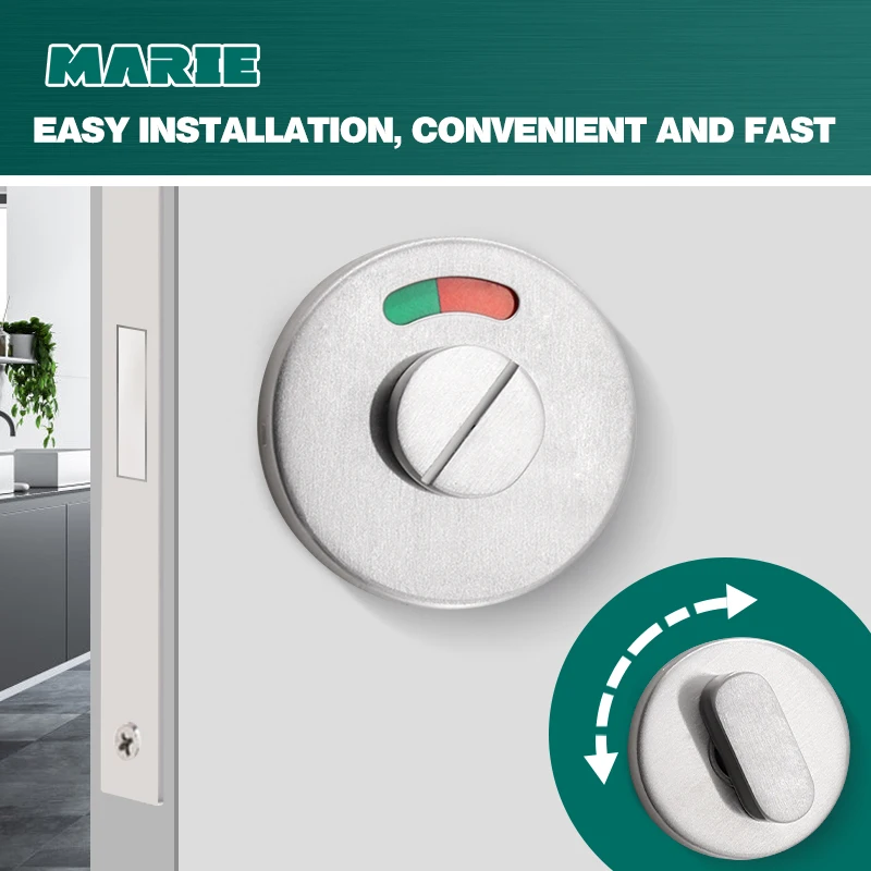 

Marie Stainless Steel Door Lock Rotation Indicating Latch Public Toilet Bathroom Sliding Door Handle Knob Hardware Accessories