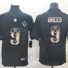Мужской Орлеан s#9 Drew Brees зеленый Салют для обслуживания ограниченная сшитая Джерси