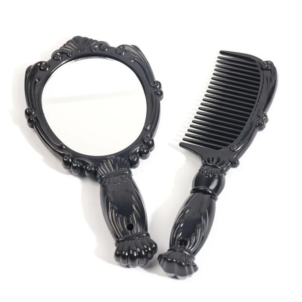 Hand Held Mirror Comb Set, Vintage Hand Mirror Decorative Vanity Mirror Comb Set Hair Styling Tools Gifts