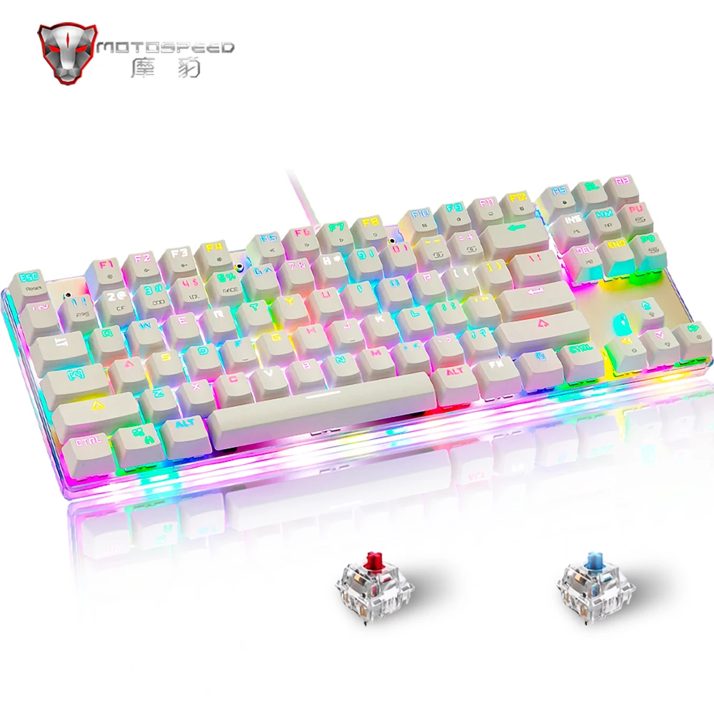 

K87S Gaming Mechanical Keyboard Blue Red Switch 87 key Anti-ghosting RGB Backlight Wired For Gamer PC Laptop teclado gamer