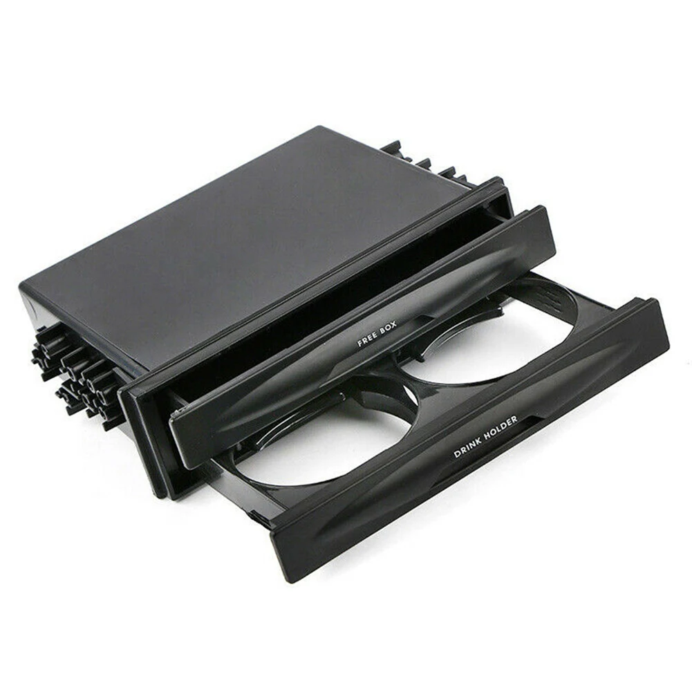 

1pc Universal Car Double Din Radio Pocket Drink Cup Holder Storage Box Organizer Car Storage Tools Black New