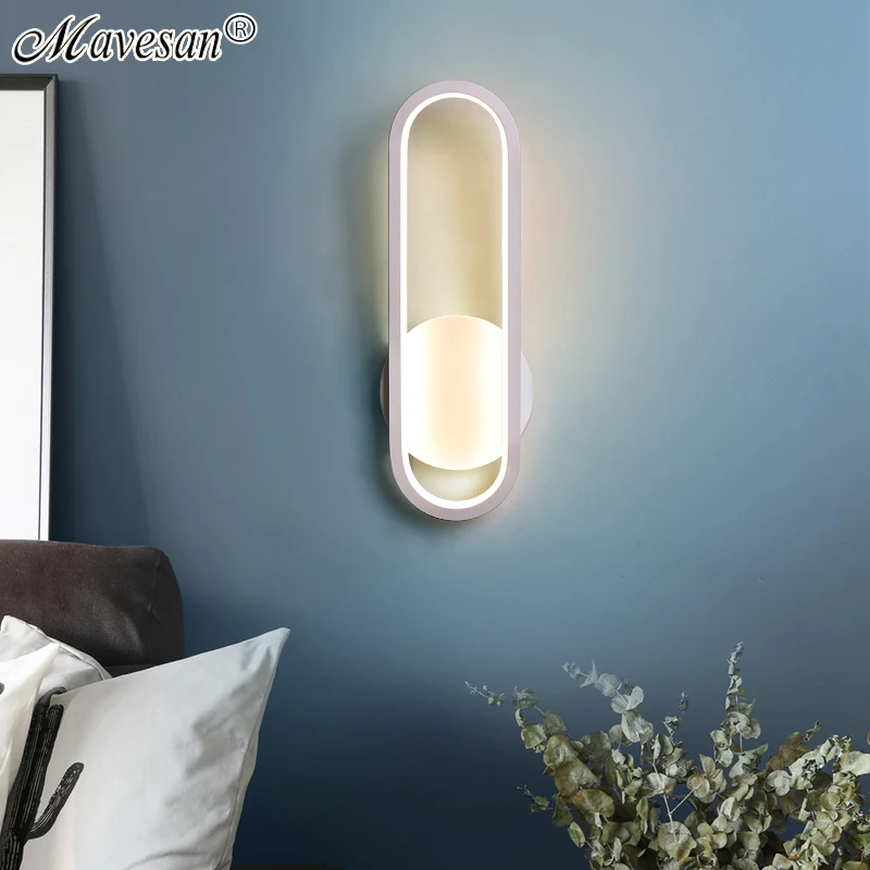 

Oval New Deisign LED Wall Lamps Black/White For Bedisde Stairway Aisle Living Room Music Bar Indoor Home Aluminum Sconce Fixture