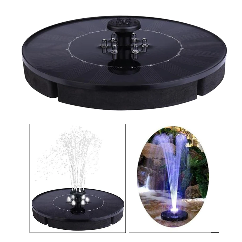 Outdoor Mini Solar Fountain Pump with LED Light Water Pump Fountain Garden Decor