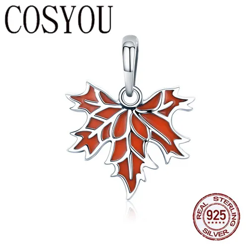 

COSYOU Authentic 100% 925 Sterling Silver Autumn Maple Tree Leaves Necklace Earrings Jewelry Set Sterling Silver Jewelry Gift