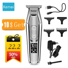 Kemei профессиональная машинка для стрижки волос ЖК-дисплей Парикмахерская baldheed триммер для бороды для мужчин резак для поделок электрическая машинка для стрижки машина 5