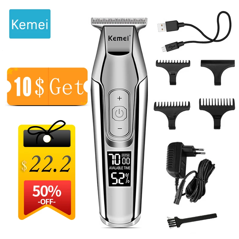 

Kemei Professional Hair Clipper LCD Display Barber Baldheaded Beard Hair Trimmer for Men DIY Cutter Electric Haircut Machine 5