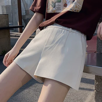 

Chiffon Solid Shorts Summer Spring High Waist A-line Black Loose College Wind Thin Simple 2020 New Arrival Female Women Shorts