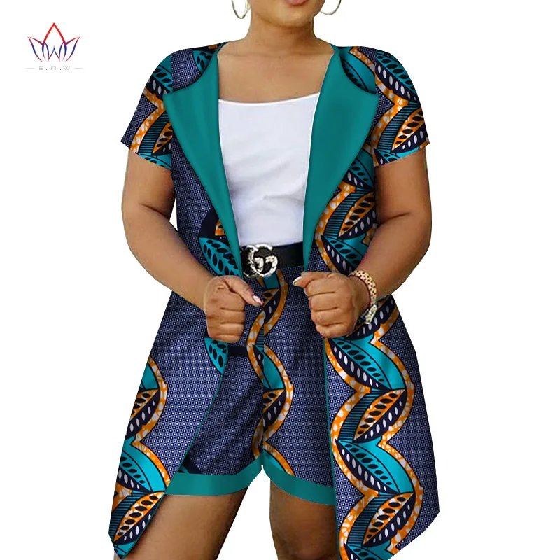 Африканский стиль женские шорты набор для женщин Базен размера плюс Африканский комплект топы+ шорты Женская традиционная африканская одежда WY2917 - Цвет: 6