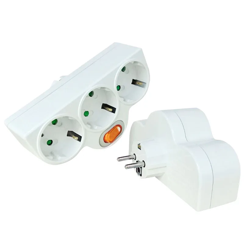 

European Germany Conversion Plug 16A 250V 1 to 3 Way Power Adapter Socket Home Wall Charger Adapter Electric Plug Socket