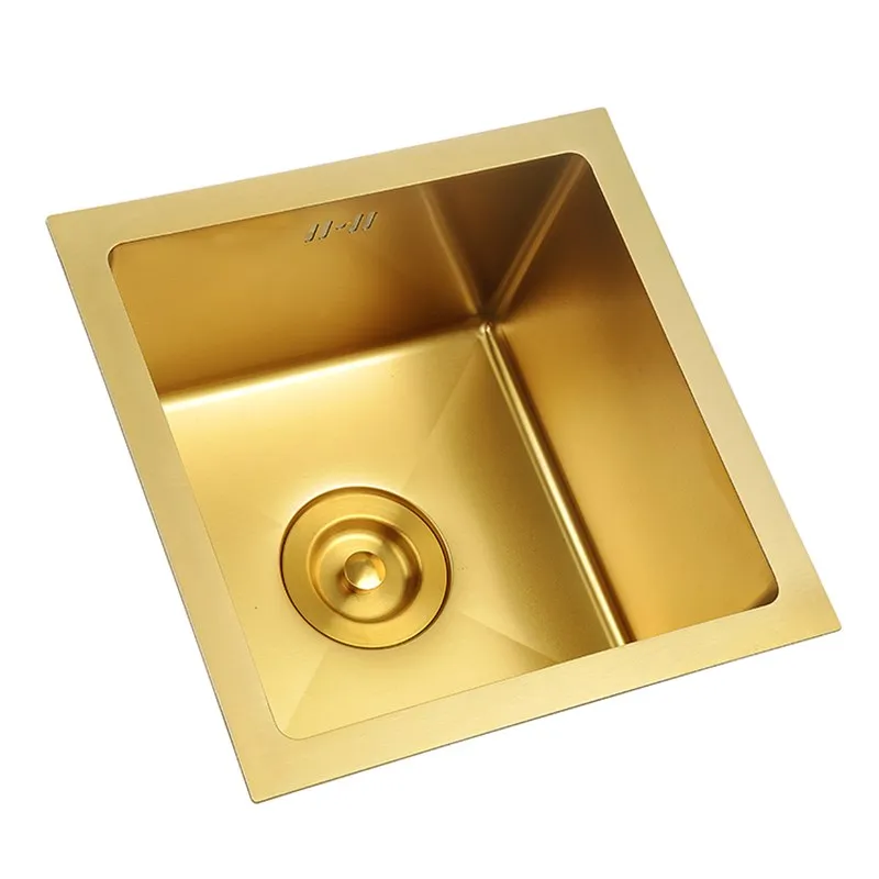 

450x450 Mm Gold Kitchen Sinks 304 Stainless Steel Single Bowel Undermount 1.2mm Thickness
