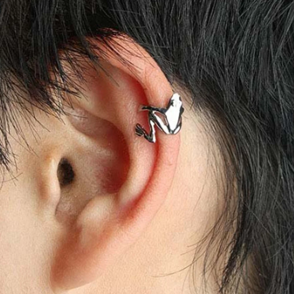 Ear Clip Earrings Ear Clip Ear Accessories Fashion Frog Ear Cuffs Silver Ear Cuff Clip For Women No Piercing Fake Cartilage Earrings