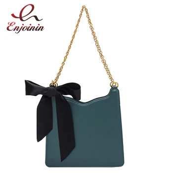

Black Ribbon Designer PU Leather Shoulder Bags For Women 2021 Winter Fashion Handbag Lady Luxury Handbags and Purses Women Flap