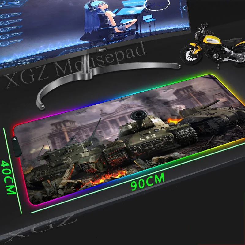 XGZ большой коврик для мыши RGB черный замок край 3d кино зеленый танк мир