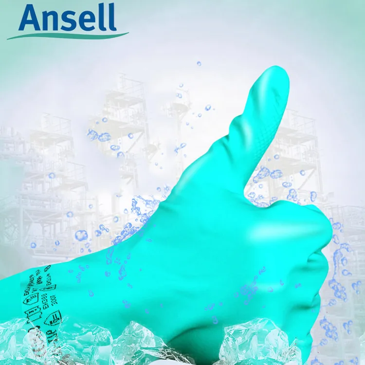 Ansell Acid And Alkali Resistant Safety Gloves Waterproof Oil Anti-Skid Gloves CE Certification Chemistry Laboratory Protection (7)