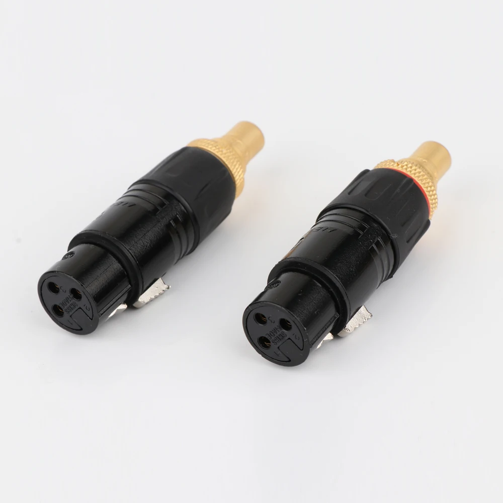 2pcs NEUTRIK Позолоченный XLR к RCA штекер Адаптер Золотой сбалансированный кабель