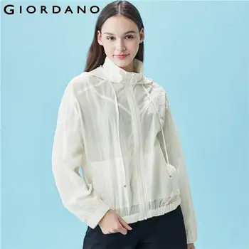 

Giordano Women Jackets Solid Stand Collar Hooded Windbreakers Lightweight Adjustable Hem Slant Pockets Casaco Feminino 90379678