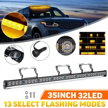 

35" 32 LED Car Truck Emergency Warning LED Strobe Light Bar with Suction Cups and Mounting Brackets 13 Flashing Modes