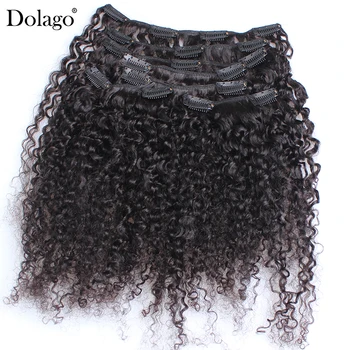 Alternative view of Kinky Curly Clip In Human Hair Extensions Full Head Sets 100% Human