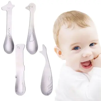 

4PCS Baby Stainless Steel Spoon Infant Feeding Spoon Creative Training Tableware