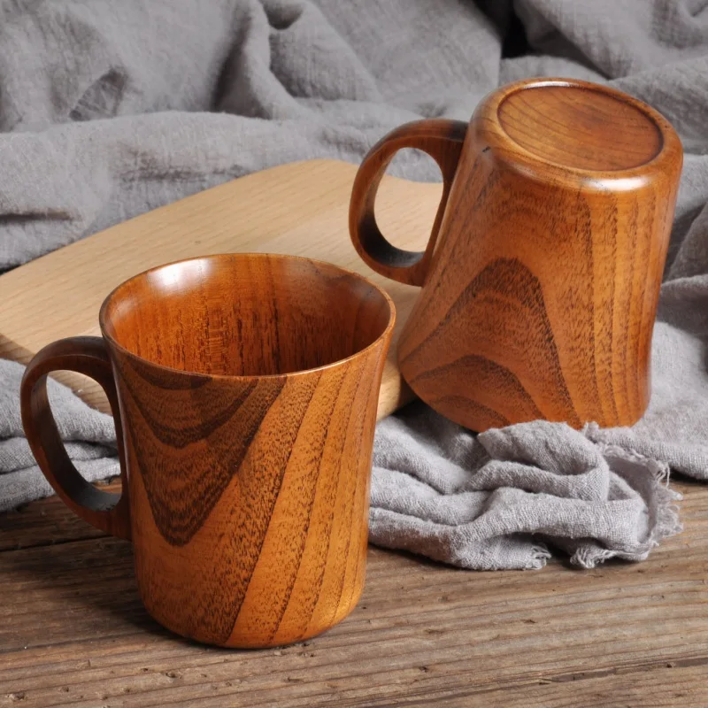 1 шт. деревянные кофейные пивные кружки ручной работы, деревянная чашка с ручкой, деревянная чашка из натуральной ели, деревянная чашка, посуда для напитков