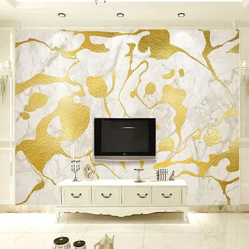 

PVC Self-Adhesive Waterproof Wallpaper 3D Luxury White Marble Golden Line Murals Living Room TV Sofa Home Decor Wall Stickers 3D