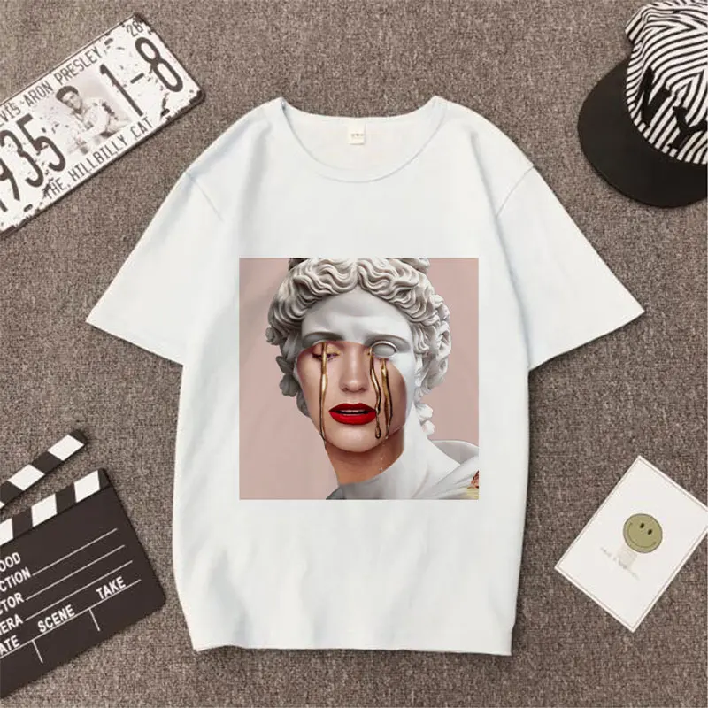 Poleras Mujer De Moda 2019 Summer T Shirt Women Medusa Print Vogue Harajuku Tshirt Plus Size Aesthetic T-shirt Camiseta Mujer