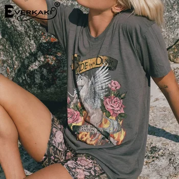 

Everkaki Boho Print T-shirt Top Women Summer Gypsy Tees Ethnic Ladies Vintage Tops T-shirts Retro Casual Female 2020 New Fashion