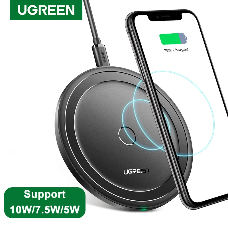 Ugreen 10W Wireless Charger for iPhone 12 X Xs Xr Qi Fast Wireless Charging Pad for Samsung S20 S10 S9 Note 9 Xiaomi Charger