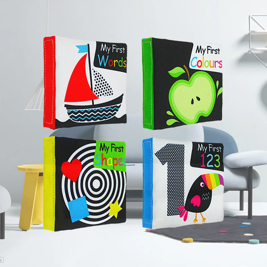 

Cloth Baby Book Intelligence Development Kids Learning Educational Toy Soft Infant Black White Cognize Cloth Book Baby Toys