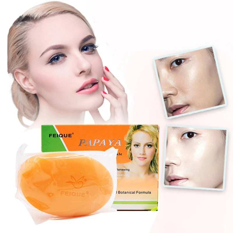 Natural Botanical Formula Papaya Whitening Anti-freckle Soap Deep Cleaning Brighten Face Care Wash Basis Soap