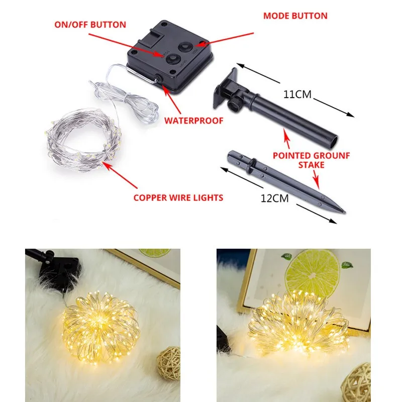 Светодиодный уличный светильник на солнечной энергии гирлянды 100/200 светодиодный