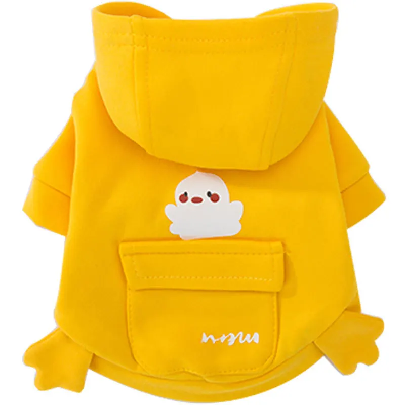 

Small Dog Clothes Puppy Sweater for Autumn and Winter New Hooded Two-legged Clothes Cute Yellow Duck Small Dog Cat Pet Clothes