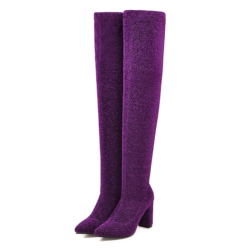 

Lucyever 2020 Women Over The Knee High Boots Square High Heel Shoes Woman Winter All Match Sexy Ladies Long Boots Size 34-48