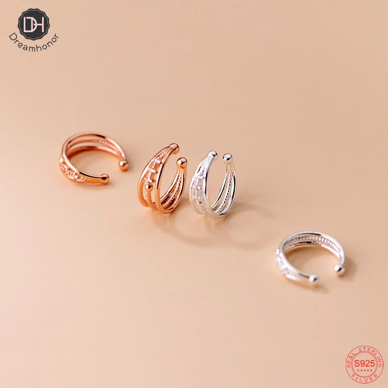 

Dreamhonor Three Layer Cubic Zircon Wedding Clip Earrings For Women 925 Sterling Silver Jewelry Gifts SMT030