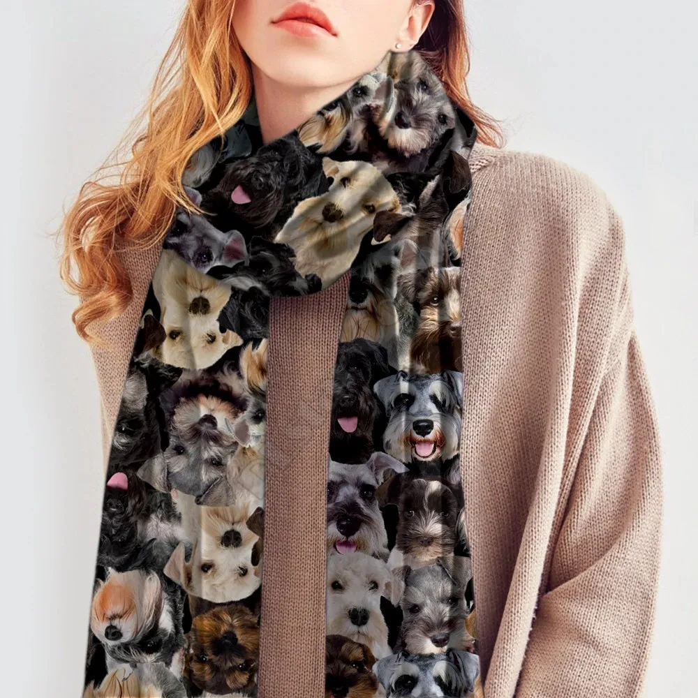 You Will Have A Bunch Of Schnauzers 3D Printed Imitation Cashmere Scarf Autumn And Winter Thickening Warm Shawl Scarf